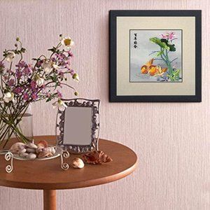 Handmade Love Birds Fengshui Silk Embroidery Framed 13 * 13 inch， Mandarin Ducks